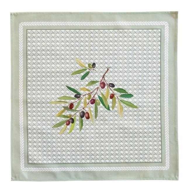 Provence print fabric tea towel (Nyons. almond) - Click Image to Close